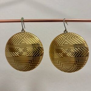 House of Harlow Gold Aztec Drop Disc Earrings
